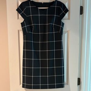 Ann Taylor Windowpane Sheath Dress - Green/White